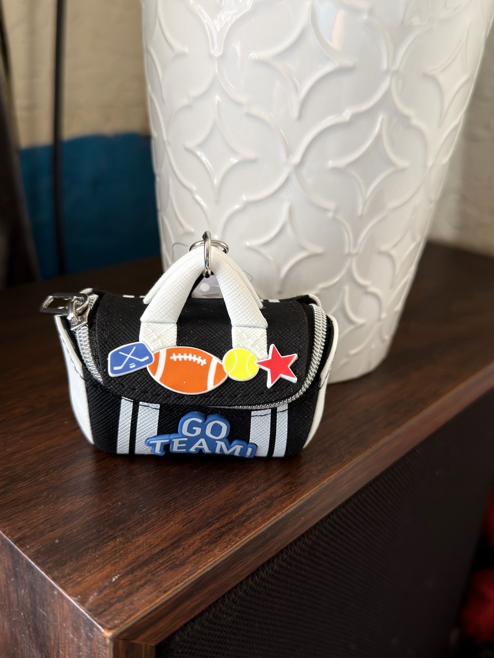 Mini Sports Print Black and White Women’s Bag Charm
